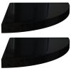 Floating Corner Shelves 2 pcs High Gloss Black 13.8"x13.8"x1.5" MDF