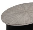 Contemporary Gray 3-Piece Cocktail Set Oval Coffee Table and Two Matching Round End Tables Living Room Wooden Furniture Retro