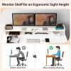 Office Computer Desk with Dual 3 Tier Bookshelf and Monitor Shelf