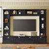 ON-TREND Large Wall Unit Entertainment Center with Bookshelves for TVs Up to 78'', Modern TV Console with Cabinets and Open Shelves