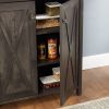 Coffee Bar Cabinet Kitchen Cabinet with Microwave Stand Metal Frame Side Home Source Bar Cabinet Cabinet and Hollow out Barn Design Wood Cabinet L26.7