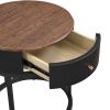 Round Nightstand with Drawer, 19.68 Inch Wood End Table with Storage, Small Table or Living Room, Bedroom and Small Spaces