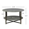 31.5"D x 31.5''W x 18.3''H Round Coffee Table With 2-Tier Storage, Farmhouse Living Room Cocktail Table With Black Metal Leg