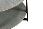31.5"D x 31.5''W x 18.3''H Round Coffee Table With 2-Tier Storage, Farmhouse Living Room Cocktail Table With Black Metal Leg