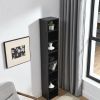 8-Tier Media Tower Rack, CD DVD Slim Storage Cabinet with Adjustable Shelves, Tall Narrow Bookcase Display Bookshelf for Home Office