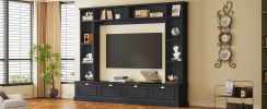 ON-TREND Large Wall Unit Entertainment Center with Bookshelves for TVs Up to 78'', Modern TV Console with Cabinets and Open Shelves