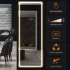 LED aluminum alloy frameless rounded rectangular white full-length mirror with stand 63 * 16 * 1 inch Bathroom Vanity Mirror for Bedroom Entryway