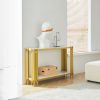 2 Tier Faux Marbling Console Table, Living Room Sofa Table, Modern Narrow Entryway Table, Hallway Entrance Table, Adjustable Feet, for Entrance