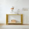 2 Tier Faux Marbling Console Table, Living Room Sofa Table, Modern Narrow Entryway Table, Hallway Entrance Table, Adjustable Feet, for Entrance