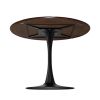 42.13"Modern Round Dining Table,Four Patchwork Tabletops with Brown Oak Color Solid Wood Veneer Table Top,Metal Base Dining Table