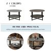 31.5"D x 31.5''W x 18.3''H Round Coffee Table With 2-Tier Storage, Farmhouse Living Room Cocktail Table With Black Metal Leg