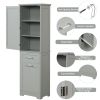 Tall Bathroom Storage Cabinet, Freestanding Storage Cabinet with Two Different Size Drawers and Adjustable Shelf, MDF Board with Painted Finish