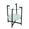 2-piece set (Clear) Tempered Glass End Table, Round Coffee Table for Bedroom Living Room Office
