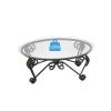 Tempered Glass Surface Coffee Table Set of 3, Decor Elliptical Coffee Table with Round End Side Tables