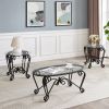 Tempered Glass Surface Coffee Table Set of 3, Decor Elliptical Coffee Table with Round End Side Tables