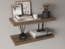 Ecco 31.5" Wide Floating Shelves Set of 2, Shelves for Wall Decor for Bedroom, Bathroom Storage Shelves, Book Shelves for Living Room Mahogany