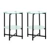 2-piece set (Clear) Tempered Glass End Table, Round Coffee Table for Bedroom Living Room Office