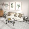 Tempered Glass Surface Coffee Table Set of 3, Decor Elliptical Coffee Table with Round End Side Tables