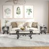 Tempered Glass Surface Coffee Table Set of 3, Decor Elliptical Coffee Table with Round End Side Tables