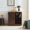 Farmhouse Coffee Bar Cabinet Bar Cabinet with Wine Rack Barn Door Buffet Sideboard Cabinet with Drawer, Adjustable Storage Shelves, Living Room