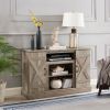 American retro TV Stand Farmhouse Classic Media TV Stand Antique Entertainment for TV up to 50" with Open and Closed Storage Space, Gray Wash