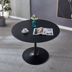 42.1" Table Mid-century Dining Table for 4-6 people With Round Mdf Table Top, Pedestal Dining Table, End Table Leisure Coffee Table (Shape: Round, Color: Black)
