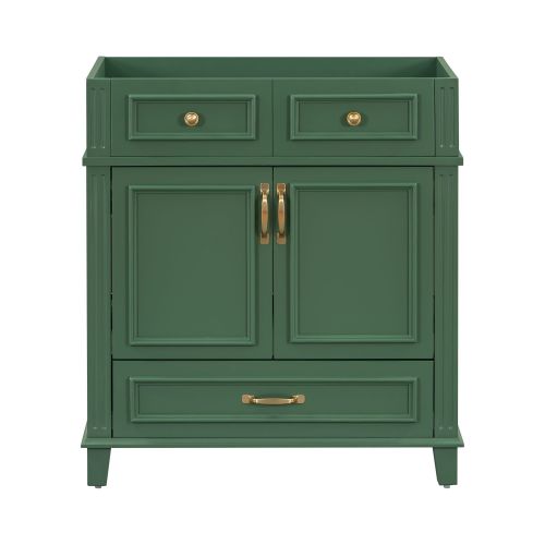 30'' Bathroom Vanity without Top,Solid Wood Frame Bathroom Storage Cabinet with Soft Closing Doors,Frame Bathroom Storage Cabinet Only, Retro Style