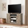 American retro TV Stand Farmhouse Classic Media TV Stand Antique Entertainment for TV up to 50" with Open and Closed Storage Space, Gray Wash