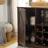 Farmhouse Coffee Bar Cabinet Bar Cabinet with Wine Rack Barn Door Buffet Sideboard Cabinet with Drawer, Adjustable Storage Shelves, Living Room