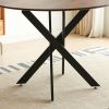 42.1" Table Mid-century Dining Table for 4-6 people With Round Mdf Table Top, Pedestal Dining Table, End Table Leisure Coffee Table,cross leg