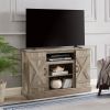 American retro TV Stand Farmhouse Classic Media TV Stand Antique Entertainment for TV up to 50" with Open and Closed Storage Space, Gray Wash