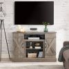 American retro TV Stand Farmhouse Classic Media TV Stand Antique Entertainment for TV up to 50" with Open and Closed Storage Space, Gray Wash
