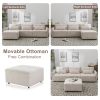 113.3" Convertible Sectional Sofa Couch 3-Seat L-Shaped Sofa with Movable Ottoman and USB for Apartment, Living Room, Bedroom